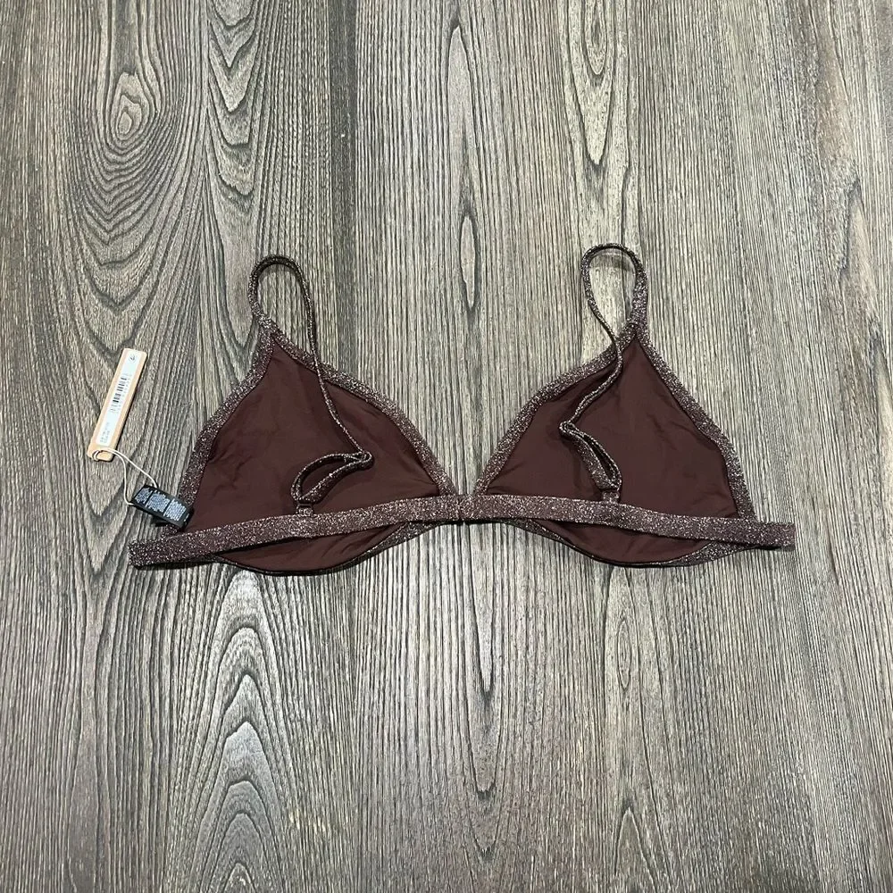 NWT Skims Gliter Swim Triangle Bikini Top Adjustable Straps Lined Cocoa Size 4X
